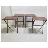 Set 9f 4 wood TV tray tables with duck design top
