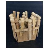 Lot of vintage old wood clothespins