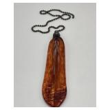 Vintage art glass feather fan/light string pull