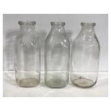 3 vintage 1Qt. Milk bottles