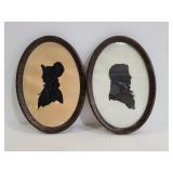 Two small vintage framed silhouette wall art