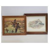 Duck and pheasant framed art