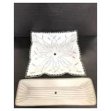 Two glass ceiling light fixtures