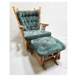 Vintage wood rocker with ottoman