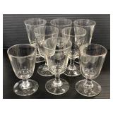 Eight stemmed glass goblets- 2 small- 6 large