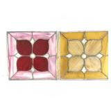 Pair of leaded stained glass decorations
