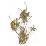 Fish and flowers metal wall art