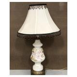 Ceramic lamp w/ beaded shade- needs repair