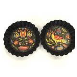 Two Tole Twins black aluminum trinket dishes