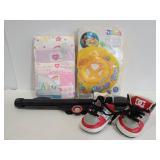 Baby bodysuits, float, car sun screen and shoes