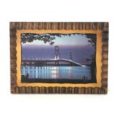 Wooden plaque Mackinaw bridge wall art