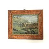 Vintage framed picture seascape