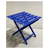 Blue folding metal patio table