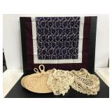 Reusable fruit bags, woven hot pads and scarf