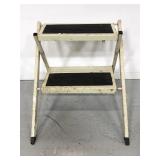 Folding metal two step stool