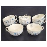 Set of 6 Tilania cups w/ sugar dish