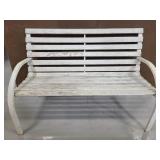 White metal frame vintage bench