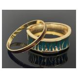 Gold tone bangle bracelet pair