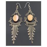 Pair of vintage orange stone dangle earrings