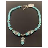 Signed turquoise stone necklace - New
