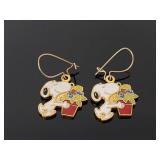 Signed vintage Snoopy dangle earrings