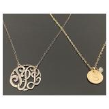 Pair of vintage monogram necklaces - one 925