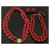 Red marbled Bakelite & Western Germany beaded