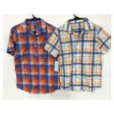 Two new Cat & Jack plaid short sleeve button ups