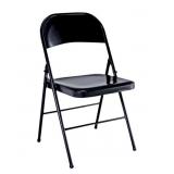 Four new PDG black steel folding chairs