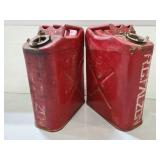 Pair of vintage metal gas cans