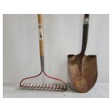 Rake and shovel combo