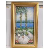 Framed outdoor patio painting