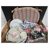 Dishes, tablecloths & seat cover