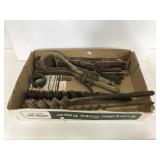 Lot of vintage shop tools & misc. large drill bits