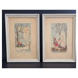 Pair of framed vintage angel prints
