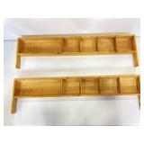 Two wooden divided trinket trays