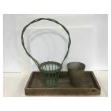 Outdoor basket, bucket and tray