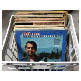 Crate of assorted vinyl record albums