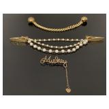 Pair of vintage sweater guards & beau pin