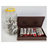 Jar and case of spark plugs