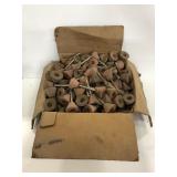 Box of vintage green electric sander heads