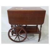 Vintage drop leaf bar cart accent table