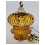 Amber glass vintage hanging light