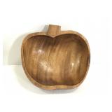 Vintage carved wooden apple bowl by monkey pod