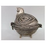 Vintage metal trinket box hen