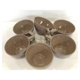 Six vintage Melmac plastic coffee mugs