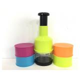 Kitchen food chopper with four storage containers