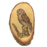 Vintage Adirondack Mountains oval owl wall decor