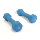 Pair of 2 lb. blue hand weights