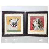 Collage framed dog print pair